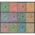 GREAT BRITAIN - 1924 ½d to 1/- KGV set of 12, Block Cypher watermark, MH – SG # 418-429