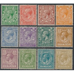 GREAT BRITAIN - 1924 ½d to 1/- KGV set of 12, Block Cypher watermark, MH – SG # 418-429