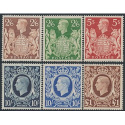 GREAT BRITAIN - 1939-1942 2/6 to £1 KGVI set of 6, MH – SG # 476-478c