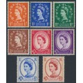 GREAT BRITAIN - 1959 QEII set of 8 with phosphor & graphite lines, MNH – SG # 599-609
