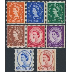 GREAT BRITAIN - 1959 QEII set of 8 with phosphor & graphite lines, MNH – SG # 599-609