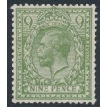 GREAT BRITAIN - 1922 9d olive-green KGV, Simple Cypher watermark, MH – SG # 393a