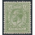 GREAT BRITAIN - 1922 9d pale olive-green KGV, Simple Cypher watermark, MH – SG # 393b