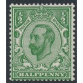 GREAT BRITAIN - 1912 ½d green KGV, Simple Cypher watermark, MNH – SG # 335