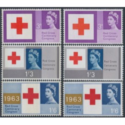 GREAT BRITAIN - 1963 Red Cross sets of 3, phosphor & non-phosphor, MNH – SG # 642-644