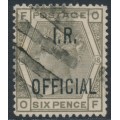 GREAT BRITAIN - 1882 6d grey QV, o/p I.R. OFFICIAL, used – SG # O4