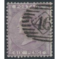 GREAT BRITAIN - 1856 6d lilac QV, Emblems watermark, used – SG # 68