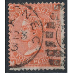 GREAT BRITAIN - 1870 4d deep vermilion QV, Garter watermark, plate 12, used – SG # 95