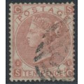 GREAT BRITAIN - 1867 10d red-brown QV, Spray of Rose watermark, plate 1, used – SG # 113