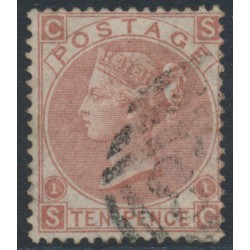 GREAT BRITAIN - 1867 10d red-brown QV, Spray of Rose watermark, plate 1, used – SG # 113