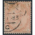 GREAT BRITAIN - 1881 1/- orange-brown QV, Crown watermark, plate 14, used – SG # 163