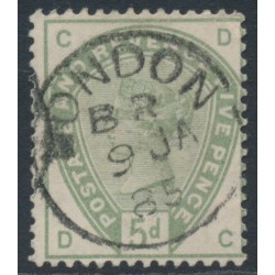 GREAT BRITAIN - 1883 5d dull green QV, crown watermark, used – SG # 193