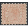 GREAT BRITAIN - 1880 1/- brown-orange QV Telegraph stamp, MH – SG # T10
