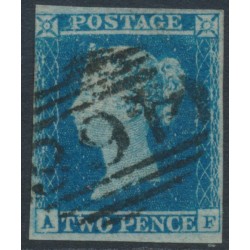 GREAT BRITAIN - 1849 2d blue QV, imperforate, plate 4, check letters AF, used – SG # 14