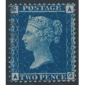 GREAT BRITAIN - 1858 2d blue QV, plate 12, check letters AG, used – SG # 45