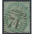 GREAT BRITAIN - 1856 1/- pale green QV, Emblems watermark, used – SG # 73