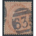GREAT BRITAIN - 1881 1/- orange-brown QV, Crown watermark, plate 13, used – SG # 163
