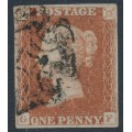 GREAT BRITAIN - 1841 1d red-brown QV, plate 10, check letters GF, used – SG # 7