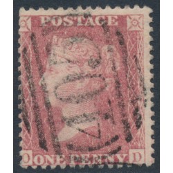 GREAT BRITAIN - 1861 1d red QV, plate 50, OD, inverted watermark, used – SG # 42w (C12e)