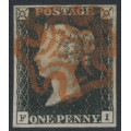GREAT BRITAIN - 1840 1d black QV (penny black), plate 4, check letters FI, used – SG # 2 (AS23)