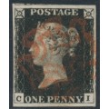 GREAT BRITAIN - 1840 1d intense black QV (penny black), plate 6, check letters CI, used – SG # 1 (AS40)