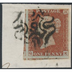 GREAT BRITAIN - 1843 1d red-brown QV, plate 34, QK, '9' Maltese cross cancel – SG # 8ui