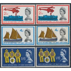 GREAT BRITAIN - 1963 Lifeboats sets of 3, phosphor & non-phosphor, MNH – SG # 639-641