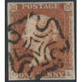 GREAT BRITAIN - 1842 1d red-brown QV, plate 25, check letters OL, used – SG # 8l