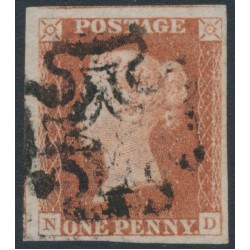GREAT BRITAIN - 1842 1d red-brown QV, plate 29, check letters ND, used – SG # 8l
