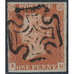 GREAT BRITAIN - 1843 1d red-brown QV, plate 33, RD, letter 'R'= re-cut P, used – SG # 8l (BS22c)
