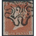 GREAT BRITAIN - 1843 1d red-brown QV, plate 34, ME, '2' Maltese cross cancel – SG # 8ub