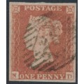 GREAT BRITAIN - 1852 1d red-brown QV, plate 153, check letters ND, used – SG # 8