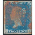 GREAT BRITAIN - 1840 2d light blue QV, plate 1, check letters OA, used – SG # 6 (DS6d)