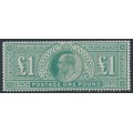 GREAT BRITAIN - 1902 £1 dull blue-green KEVII definitive, MH – SG # 266