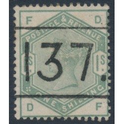 GREAT BRITAIN - 1883 1/- dull green QV, crown watermark, used – SG # 196