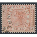 GREAT BRITAIN - 1881 1/- brown-orange QV Telegraph, inverted watermark, used – SG # T10Wi