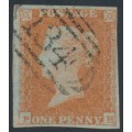GREAT BRITAIN - 1851 1d red-brown QV, plate 112, check letters PH, used – SG # 8