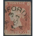 GREAT BRITAIN - 1854 1d red-brown QV, plate 164, check letters EJ, used – SG # 8va