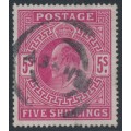 GREAT BRITAIN - 1902 5/- bright carmine KEVII, used – SG # 263