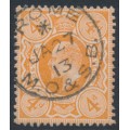 GREAT BRITAIN - 1911 4d bright orange KEVII, perf. 15:14, used – SG # 286