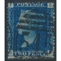GREAT BRITAIN - 1869 2d deep blue QV, plate 14, check letters SF, used – SG # 47