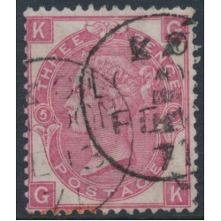 GREAT BRITAIN - 1868 3d deep rose QV, Spray of Rose watermark, plate 5, used – SG # 102