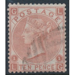 GREAT BRITAIN - 1867 10d red-brown QV, Spray of Rose watermark, plate 1, used – SG # 113