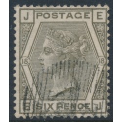 GREAT BRITAIN - 1881 6d grey QV, imperial crown watermark, plate 18, used – SG # 161