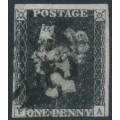 GREAT BRITAIN - 1840 1d grey-black QV (penny black), plate 7, check letters FA, used – SG # 3 (AS47b)