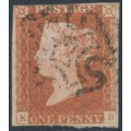GREAT BRITAIN - 1841 1d red-brown QV, plate 21, check letters KB, used – SG # 8