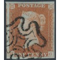 GREAT BRITAIN - 1841 1d red-brown QV, plate 22, check letters HG, used – SG # 8