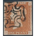 GREAT BRITAIN - 1842 1d red-brown QV, plate 23, check letters FC, used – SG # 8