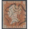 GREAT BRITAIN - 1842 1d red-brown QV, plate 24, check letters DA, used – SG # 8