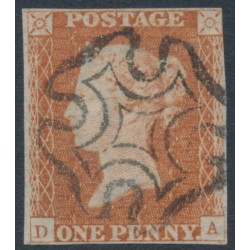 GREAT BRITAIN - 1842 1d red-brown QV, plate 24, check letters DA, used – SG # 8